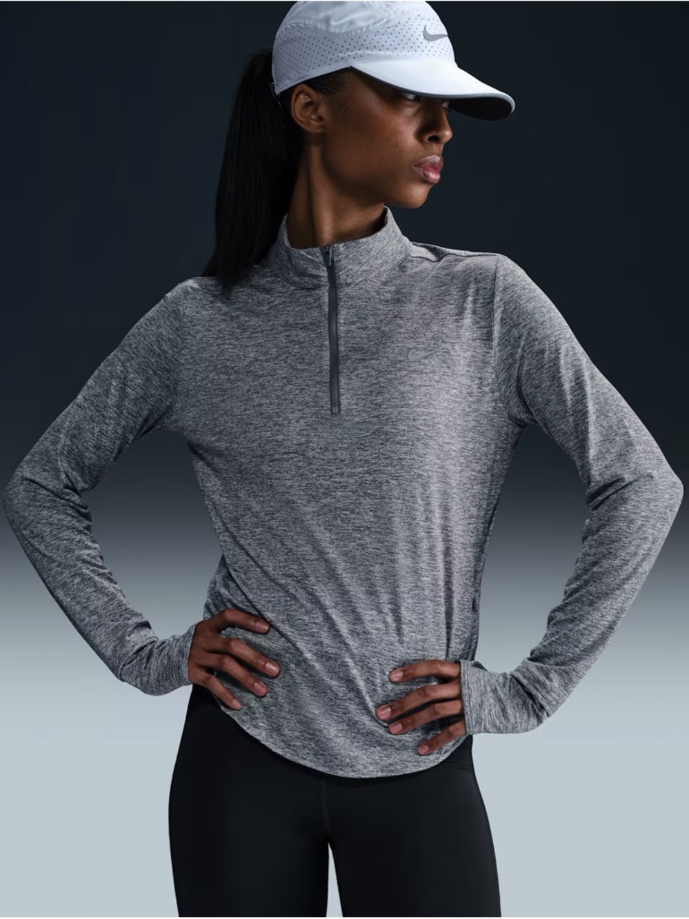 Nike Gray Heather Long-Sleeve Quarter-Zip Athletic Top